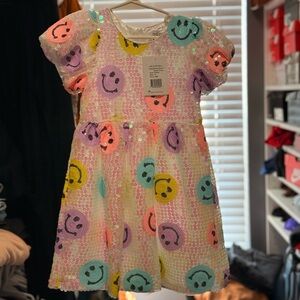 NWT Lola and the Boys Smiley Face Sequin Kids Dress